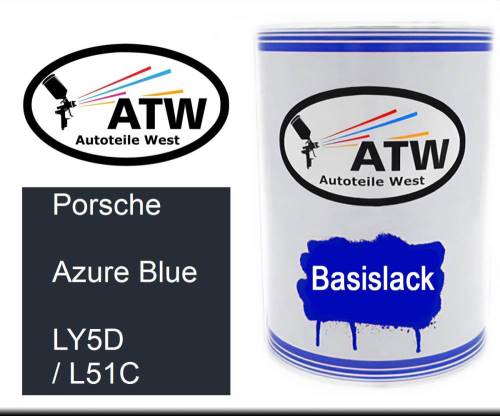 Porsche, Azure Blue, LY5D / L51C: 500ml Lackdose, von ATW Autoteile West.